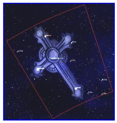 constelação do cruzeiro do sul com o desenho de uma cruz ornamentada na constelação