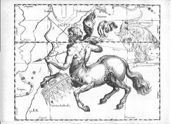 desenho do centauro com uma flecha na mão